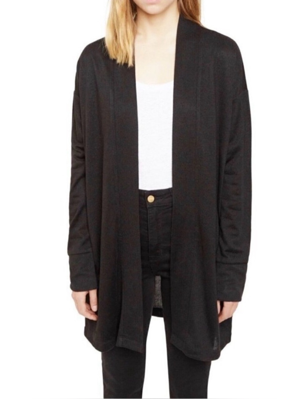 Sanctuary‎ Up Camp Black Open Front Cozy Cardigan Sweater Large